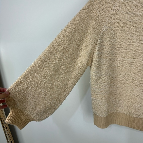 Umgee Eyelash Textured Tan Crewneck Sweater Casual Boho Neutral Bohemian Comfy - Picture 3 of 4